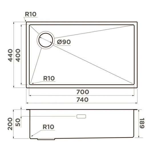 МОЙКА OMOIKIRI TAKI 74-U/IF-L SIDE LG (4997472) СВЕТЛОЕ ЗОЛОТО