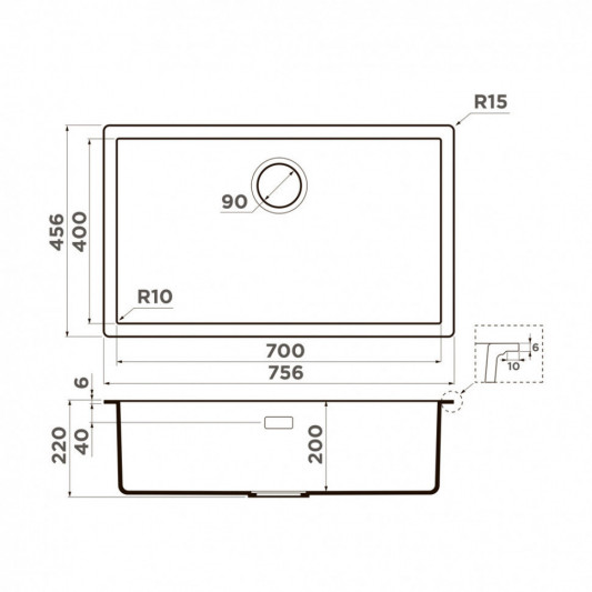 Мойка кухонная Omoikiri Yamakawa 75T-U/I BL 4993437 Tetogranit, черный