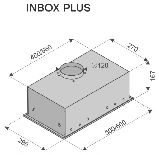 Кухонная полновстраиваемая вытяжка Konigin Inbox Plus Inox 60