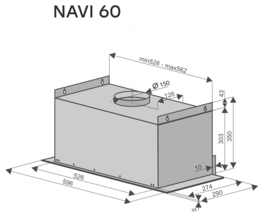 Кухонная полновстраиваемая вытяжка Konigin Navi Ivory Glass 60