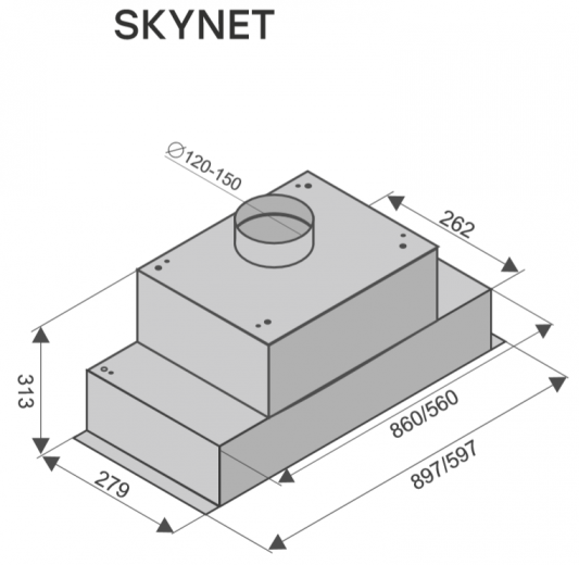 Кухонная полновстраиваемая вытяжка Konigin Skynet Black 60