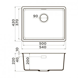 Мойка кухонная Omoikiri Kata 54-U BL 4993410 Artgranit, черный