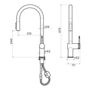 Смеситель Omoikiri Tahara-SB-GB графит 4994529