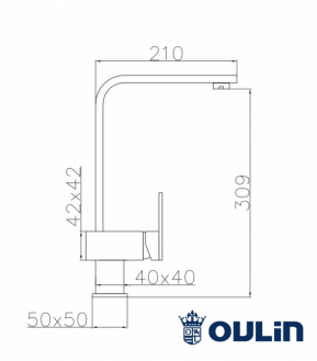 Смеситель кухонный  Oulin OL-8075S нержавеющая сталь