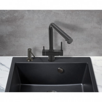 Смеситель для кухни под фильтр с краном для питьевой воды (2в1) Milacio Ultra Total Black MCU.558.TB