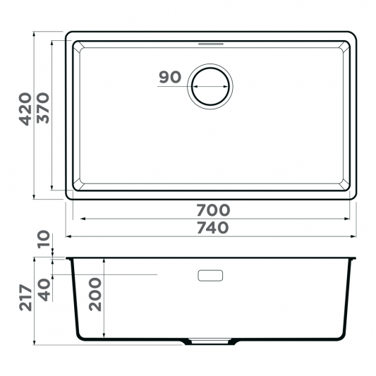 Кухонная мойка Omoikiri Kata-74-U-BL 4997567